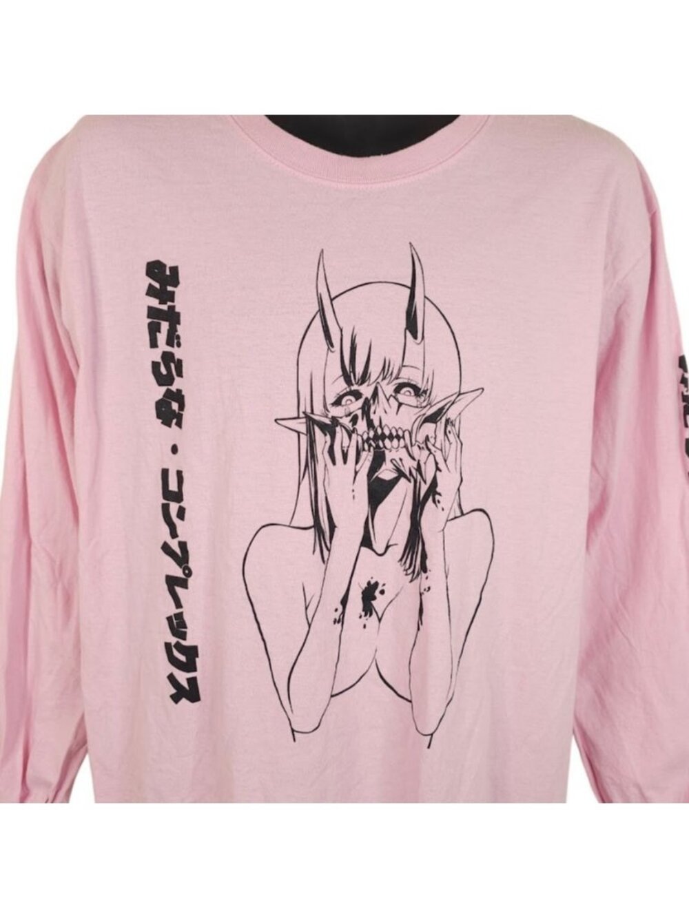 Lewd Complex T Shirt Mens Size Large Pink Japanese Anime Girl Monster Skull